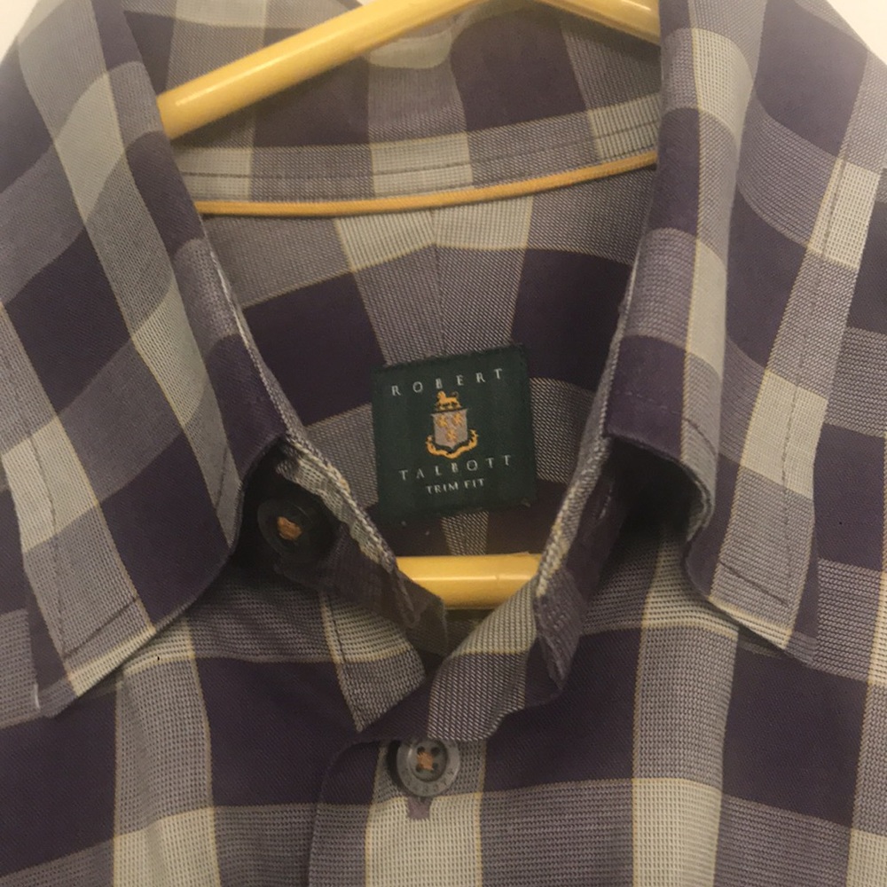 Men’s Robert Talbott Trim Fit Purple and Gray Cotton Shirt - Size Medium